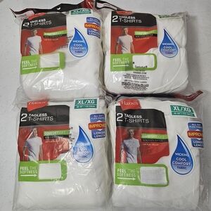 (4) Mens XL Hanes Tagless TShirts 2 Pack White Comfort Soft Wicking